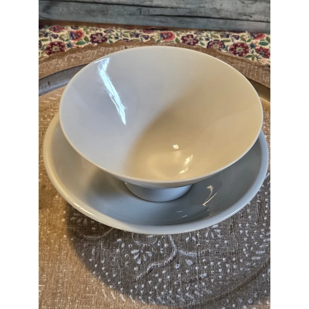 😎Vintage Japanese Floral Porcelain Lidded Rice Bowl Set Blue‎ Gold Rim Mark